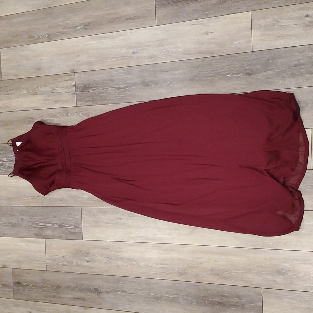 David Bridal Micro-Pleated Mesh Halter